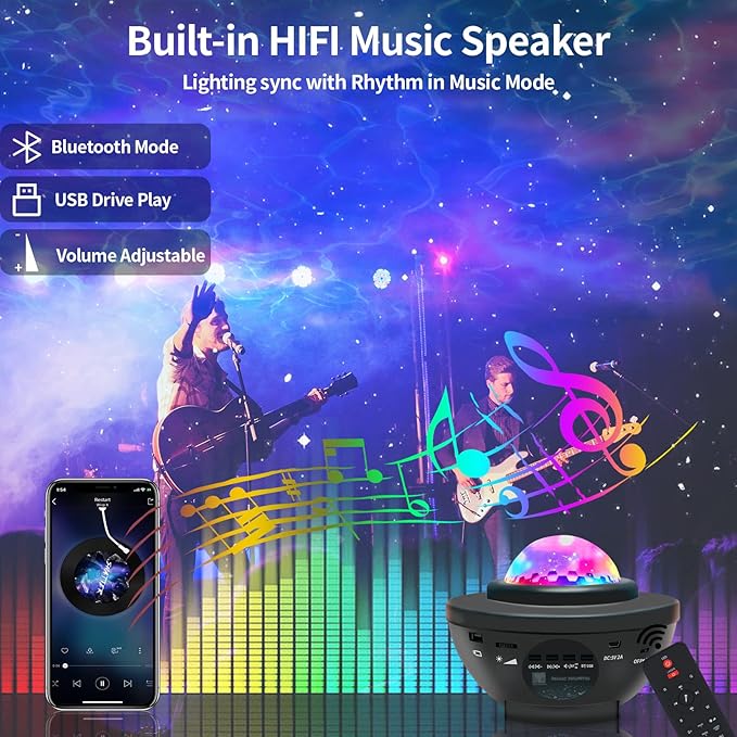 Galaxy Light Projector with Remote Control & Speaker | Perfect for Gaming Room, Desk Setup & Bedroom Vibes