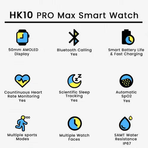 HK10 Pro Max+ Smart Watch with Free Watch Strap